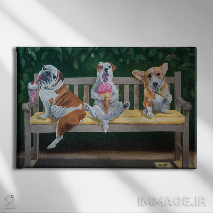 تابلو بچههای بستنیخور اثر کارول لوز - نمای روبهرو روی دیوار