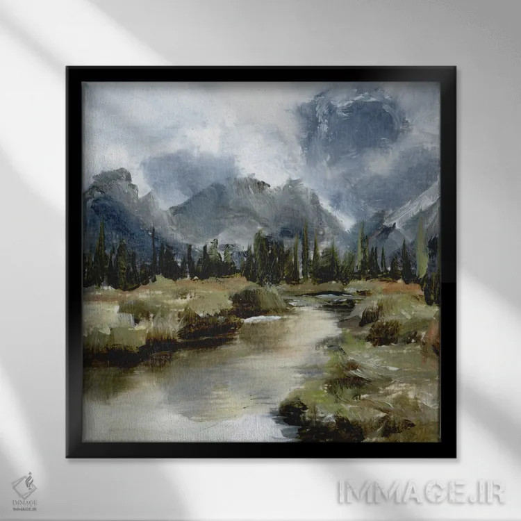 تابلو جویبار کوهستانی اثر کولمن سنکال - نمای قابدار مشکی