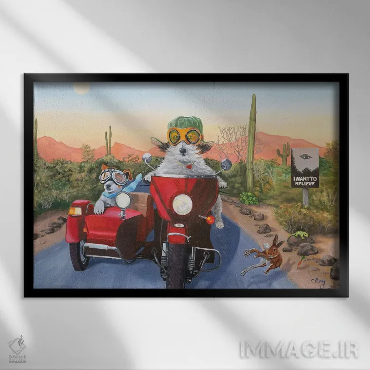 تابلو سایدکارسواری در آریزونا اثر کارول لوز - نمای قابدار مشکی