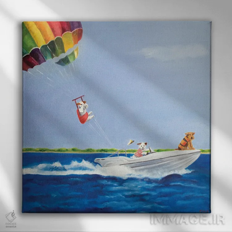 تابلو پاراسیلینگ (ورزش هوایی) اثر کارول لوز - نمای روبهرو روی دیوار