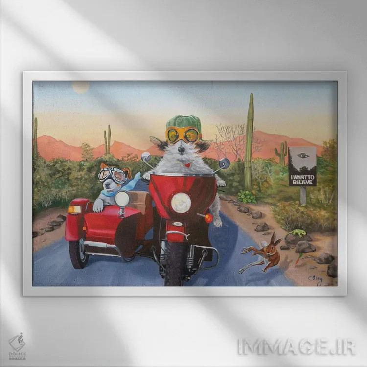 تابلو سایدکارسواری در آریزونا اثر کارول لوز - نمای قابدار سفید