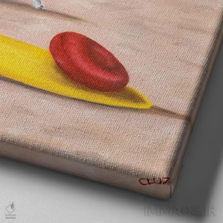 تابلو سگها در ساحل اثر کارول لوز - نمای نزدیک بافت بوم