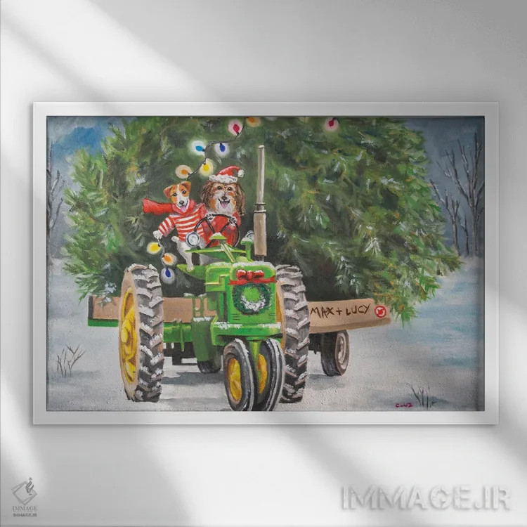 تابلو مزرعهٔ درخت مکس و لوسی اثر کارول لوز - نمای قابدار سفید