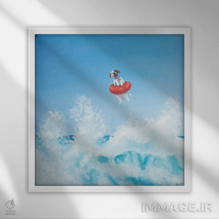 تابلو بازی در موج ۳ اثر کارول لوز - نمای قابدار سفید