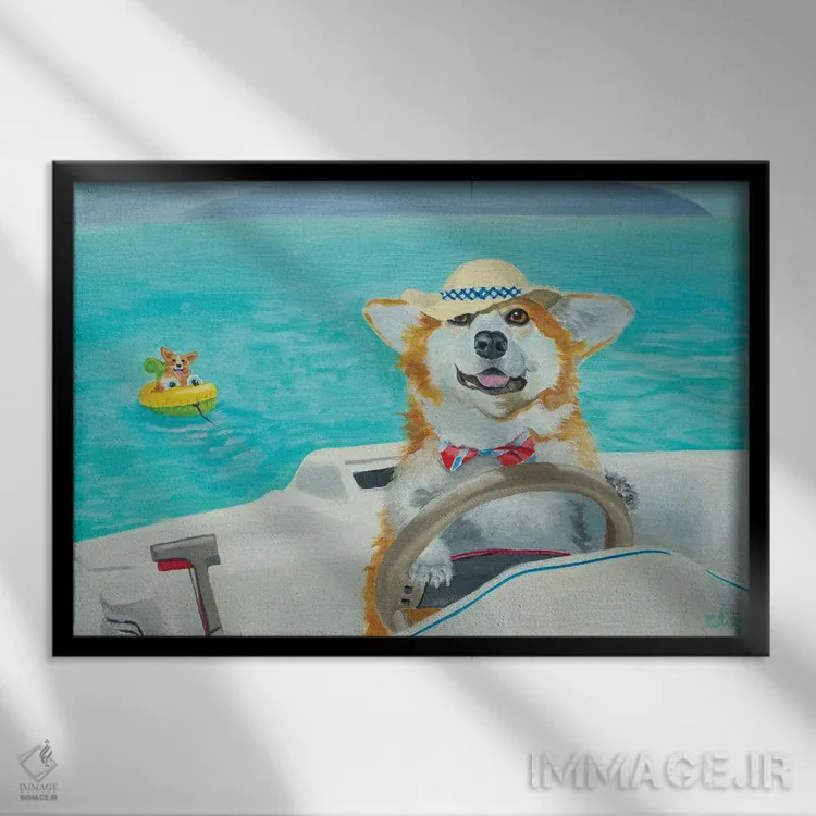 تابلو قایقسواری اثر کارول لوز - نمای قابدار مشکی