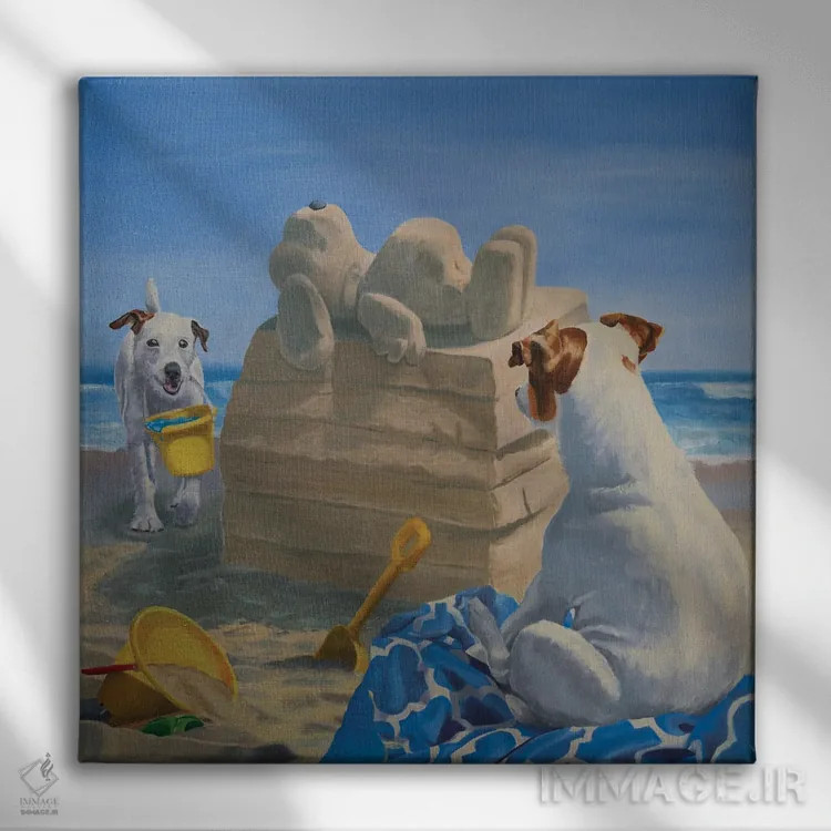 تابلو یک روز در ساحل اثر کارول لوز - نمای روبهرو روی دیوار