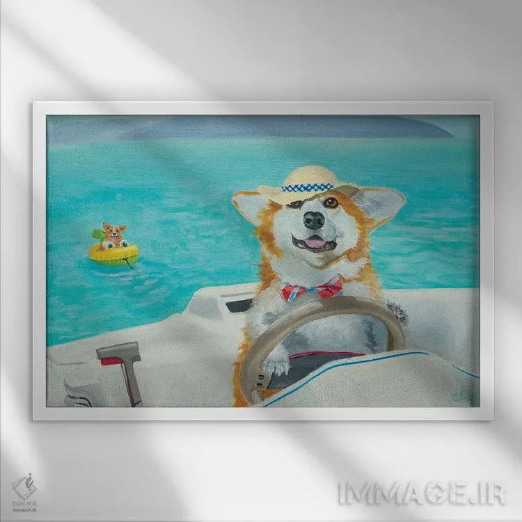 تابلو قایقسواری اثر کارول لوز - نمای قابدار سفید