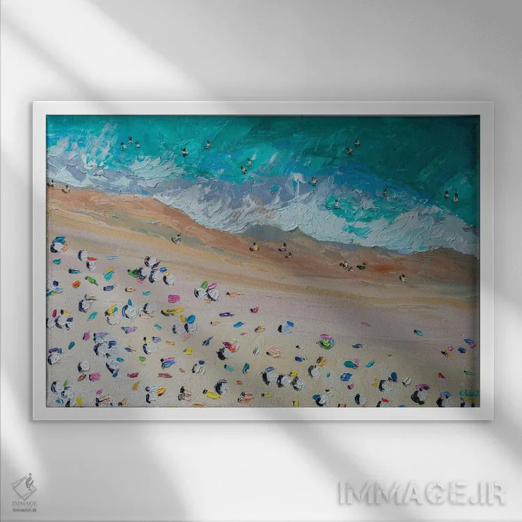 تابلو ساحل اثر کارول لوز - نمای قابدار سفید