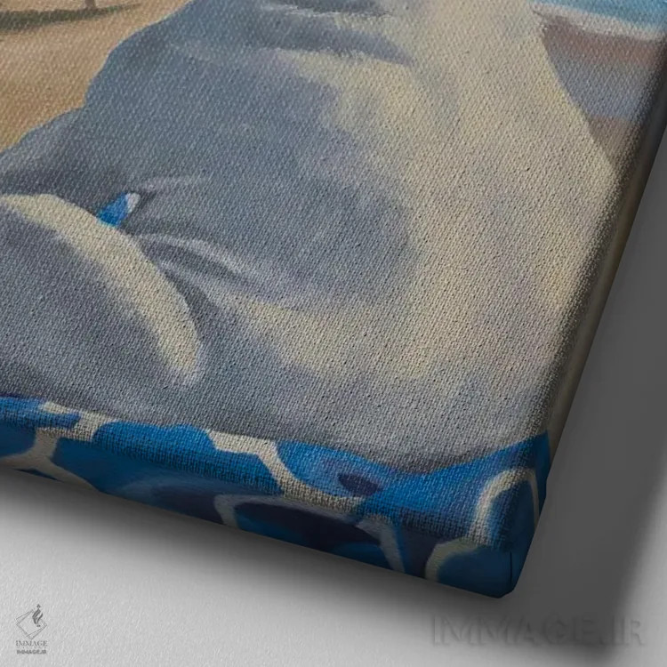 تابلو یک روز در ساحل اثر کارول لوز - نمای نزدیک بافت بوم