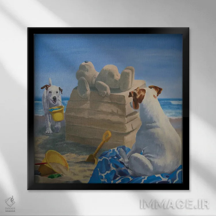 تابلو یک روز در ساحل اثر کارول لوز - نمای قابدار مشکی