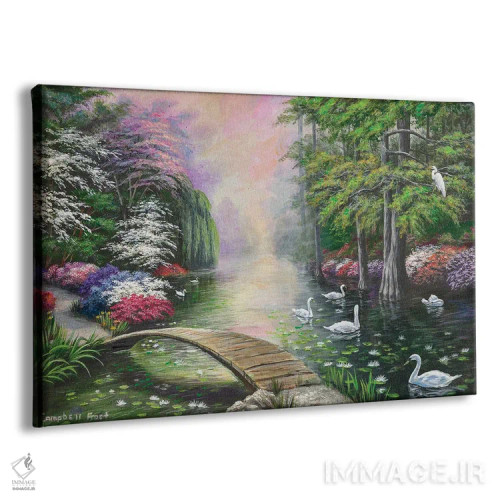 تابلو دریاچه قوها اثر کمبل فراست - نمای پرسپکتیو محصول