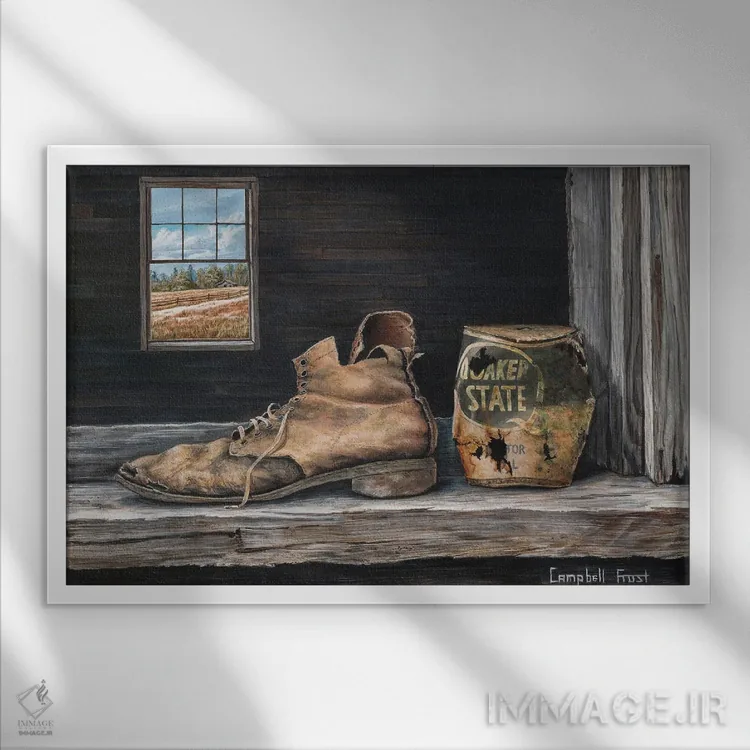 تابلو ایالت کوئیکر (اشاره به پنسیلوانیا) اثر کمبل فراست - نمای قابدار سفید