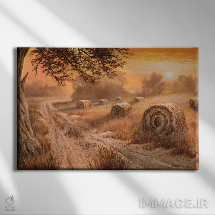 تابلو غروب روستا اثر کمبل فراست - نمای روبهرو روی دیوار
