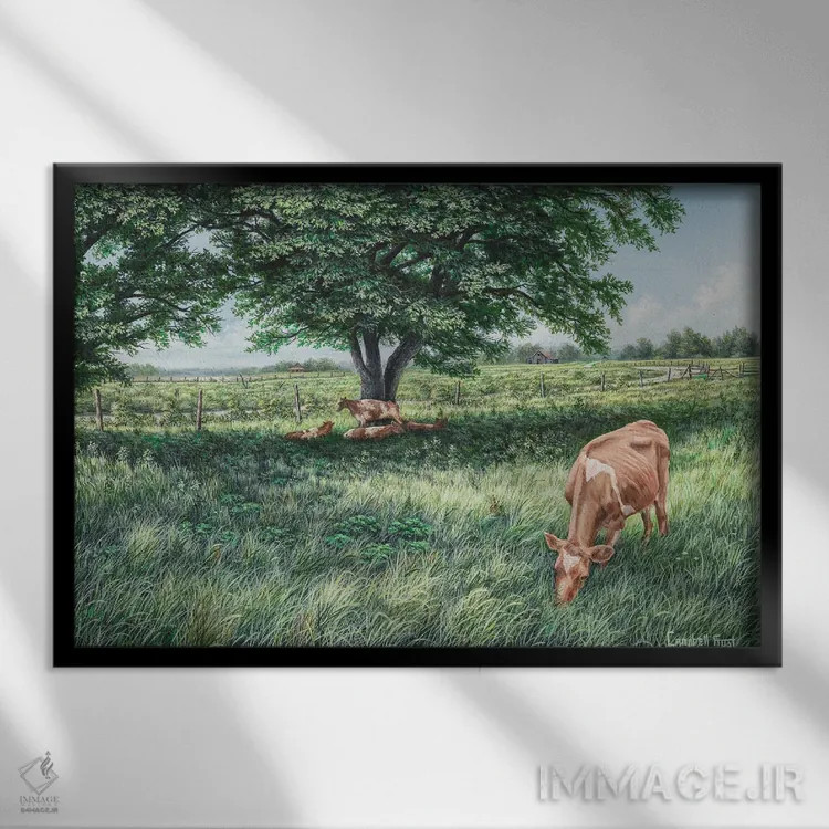 تابلو چریدن اثر کمبل فراست - نمای قابدار مشکی