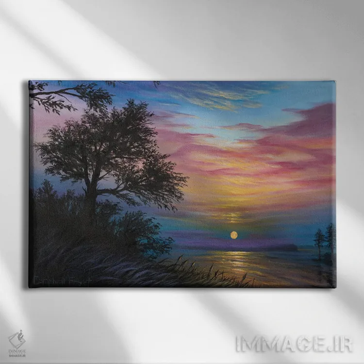 تابلو ماه بر فراز رودخانه اثر کمبل فراست - نمای روبهرو روی دیوار