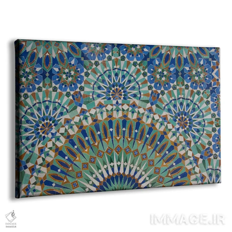 تابلو نمای نزدیک از موزاییک تزئینی شماره یک، مسجد حسن دوم، کازابلانکا، مراکش اثر سیندی میلر هاپکینز - نمای پرسپکتیو محصول