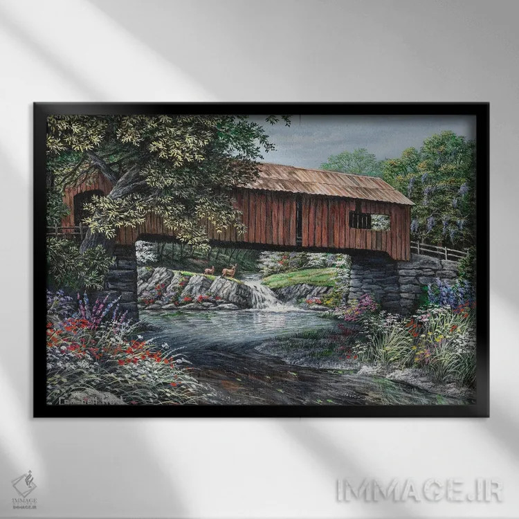 تابلو پل پوشیده اثر کمبل فراست - نمای قابدار مشکی