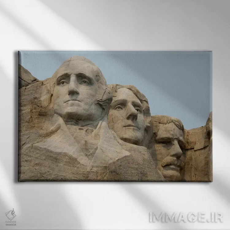 تابلو واشنگتن، جفرسون و روزولت از نمای نزدیک، یادبود ملی کوه راشمور، شهرستان پنینگتون، داکوتای جنوبی، آمریکا اثر سیندی میلر هاپکینز - نمای روبهرو روی دیوار