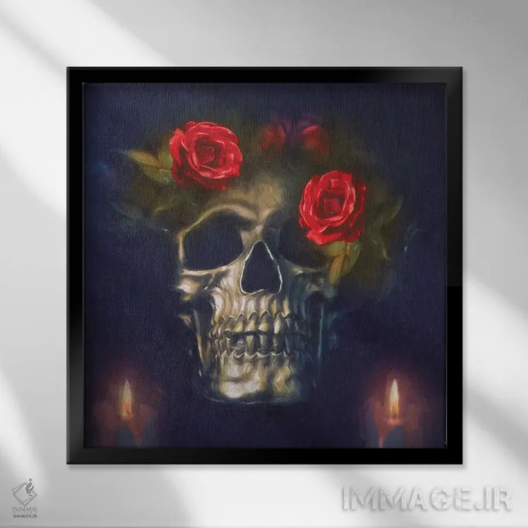 تابلو یاد مرگ (ممنتو موری) اثر کلودیا مککینی - نمای قابدار مشکی