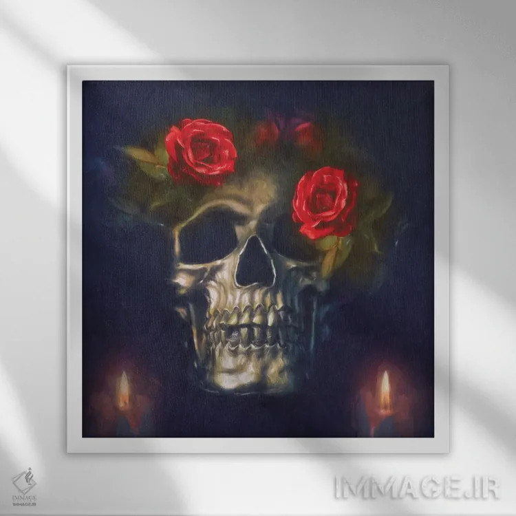 تابلو یاد مرگ (ممنتو موری) اثر کلودیا مککینی - نمای قابدار سفید