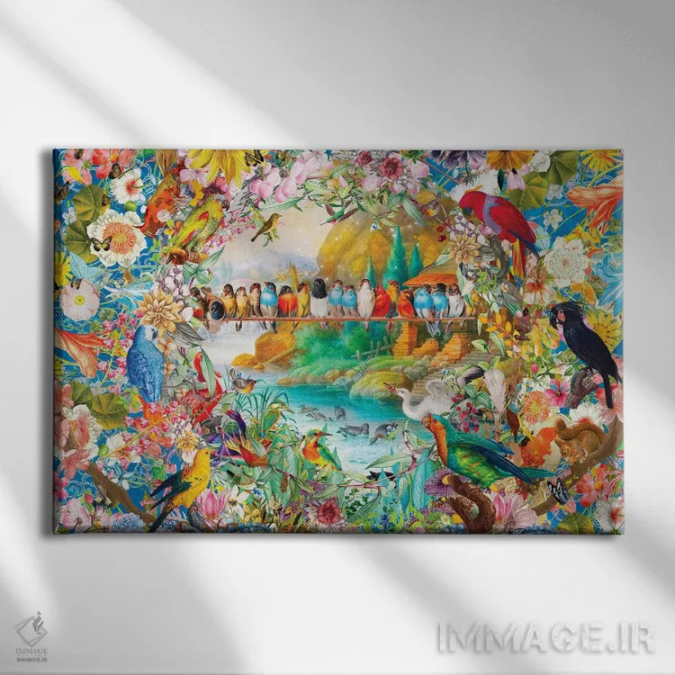 تابلو آواز پرندگان اثر کلودیا مککینی - نمای روبهرو روی دیوار