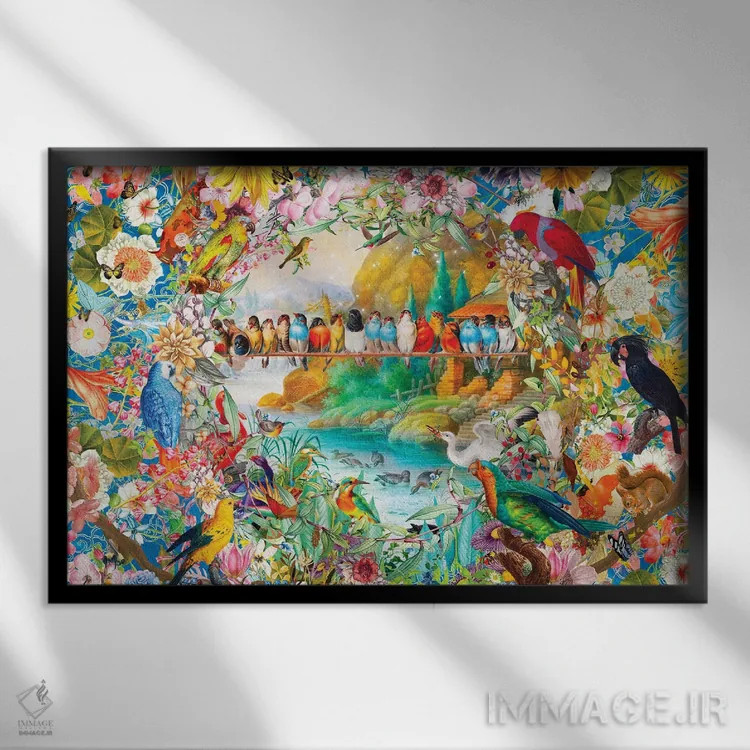 تابلو آواز پرندگان اثر کلودیا مککینی - نمای قابدار مشکی