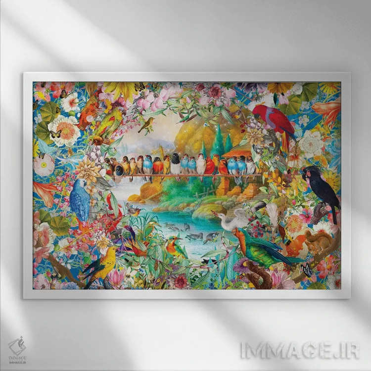 تابلو آواز پرندگان اثر کلودیا مککینی - نمای قابدار سفید