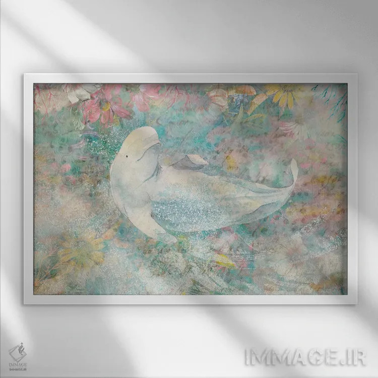 تابلو شوخیهای آبی اثر کلودیا مککینی - نمای قابدار سفید