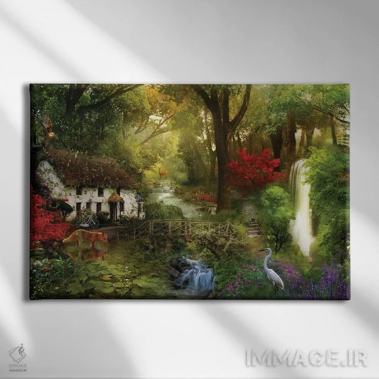 تابلو آبشارها اثر کلودیا مککینی - نمای روبهرو روی دیوار