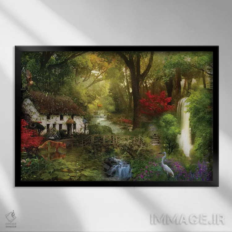 تابلو آبشارها اثر کلودیا مککینی - نمای قابدار مشکی