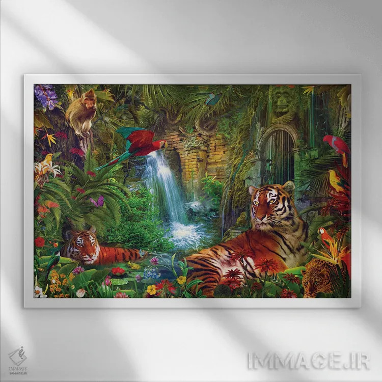 تابلو سافاری تابستانی اثر کلودیا مککینی - نمای قابدار سفید