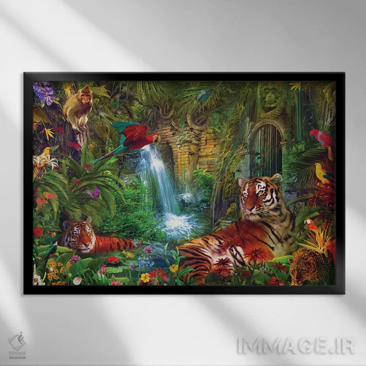 تابلو سافاری تابستانی اثر کلودیا مککینی - نمای قابدار مشکی