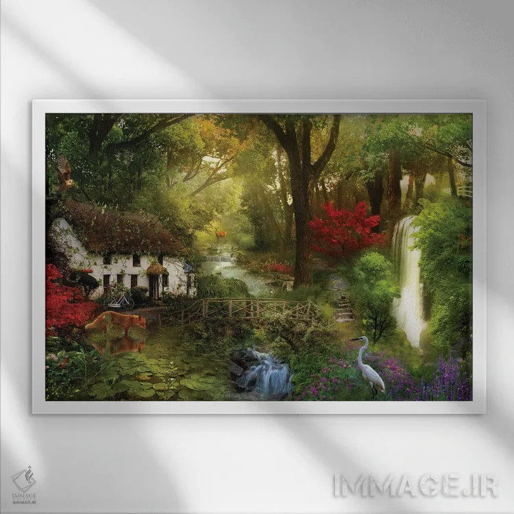 تابلو آبشارها اثر کلودیا مککینی - نمای قابدار سفید