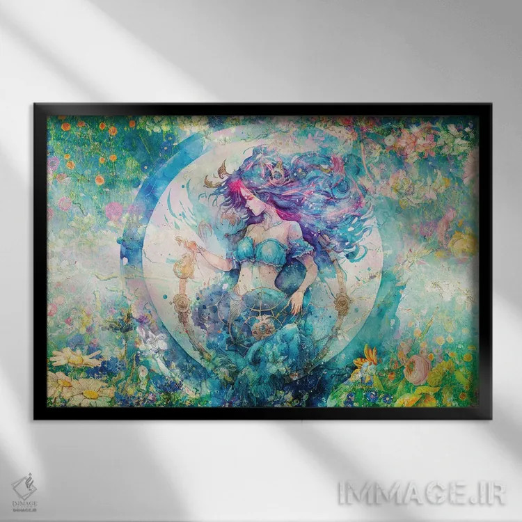 تابلو آکواریوس (برج دلو) اثر کلودیا مککینی - نمای قابدار مشکی