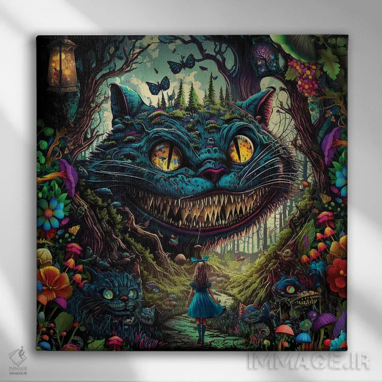 تابلو چشایر (شخصیت داستانی) اثر کلودیا مککینی - نمای روبهرو روی دیوار