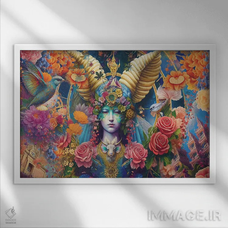 تابلو حمل بهاری (برج حمل) اثر کلودیا مککینی - نمای قابدار سفید