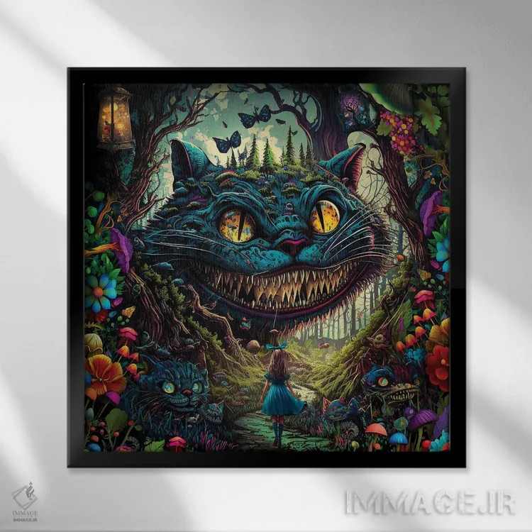 تابلو چشایر (شخصیت داستانی) اثر کلودیا مککینی - نمای قابدار مشکی