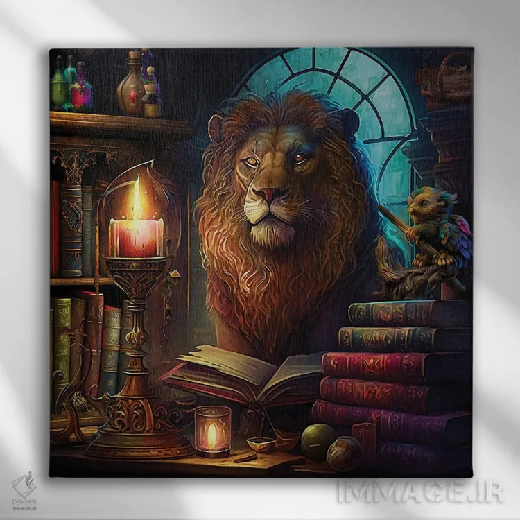 تابلو کتابدار شیر اثر کلودیا مککینی - نمای روبهرو روی دیوار