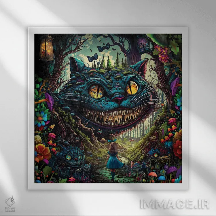 تابلو چشایر (شخصیت داستانی) اثر کلودیا مککینی - نمای قابدار سفید