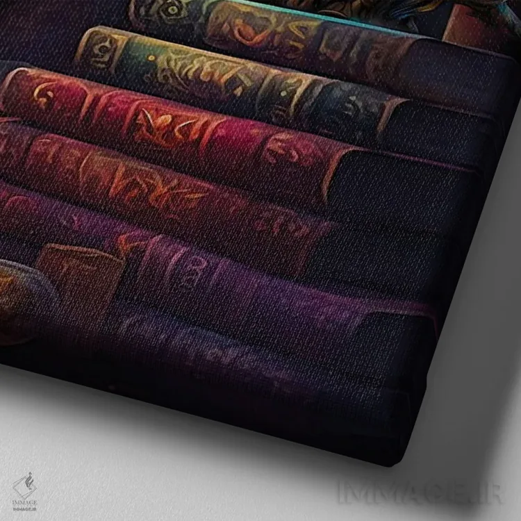 تابلو کتابدار شیر اثر کلودیا مککینی - نمای نزدیک بافت بوم