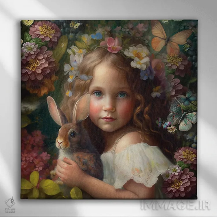 تابلو دختر ایرلندی در باغ عید پاک خود اثر کلودیا مککینی - نمای روبهرو روی دیوار