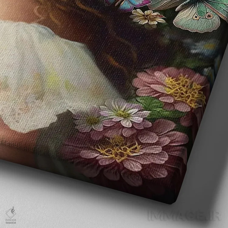 تابلو دختر ایرلندی در باغ عید پاک خود اثر کلودیا مککینی - نمای نزدیک بافت بوم