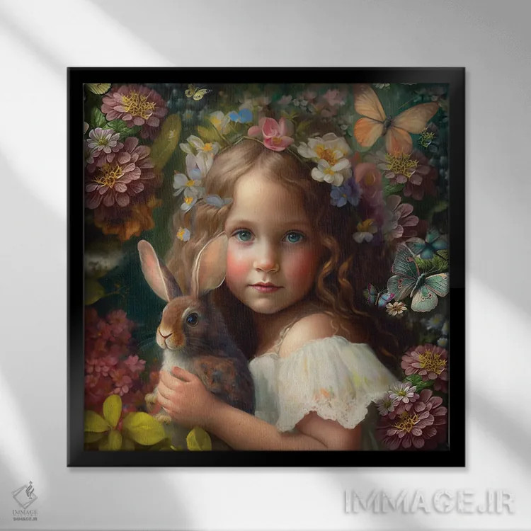 تابلو دختر ایرلندی در باغ عید پاک خود اثر کلودیا مککینی - نمای قابدار مشکی