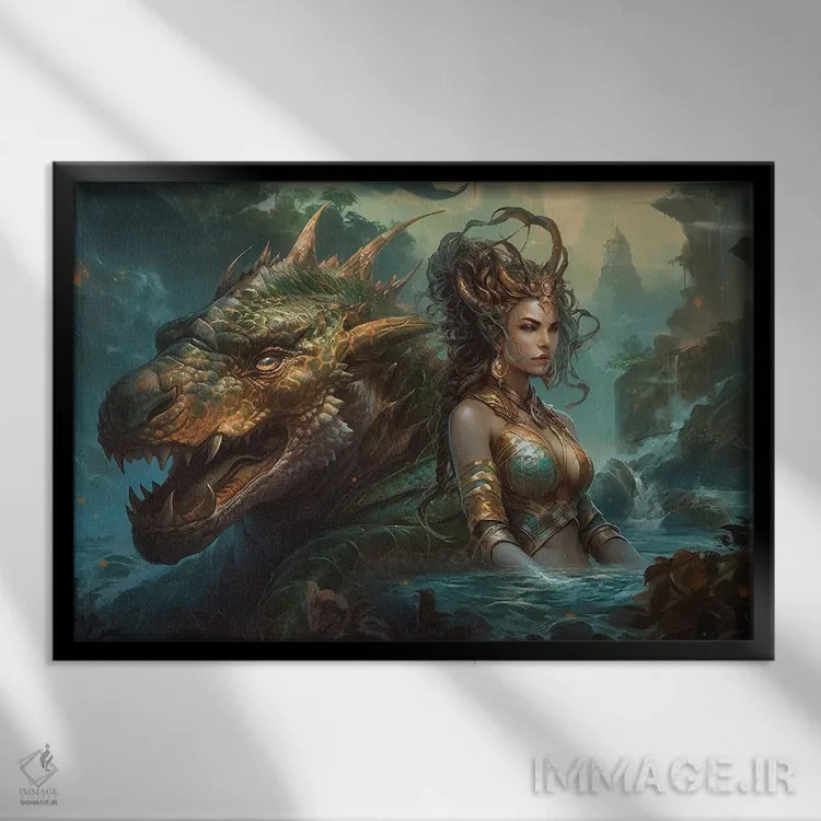 تابلو ملکه اژدها اثر کلودیا مککینی - نمای قابدار مشکی