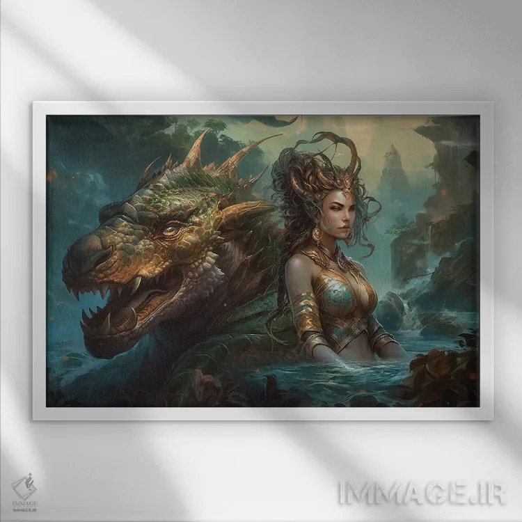 تابلو ملکه اژدها اثر کلودیا مککینی - نمای قابدار سفید