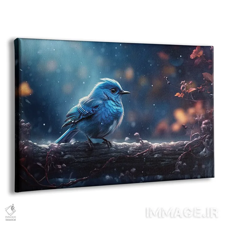 تابلو پرندهٔ آبی زمستانی اثر کلودیا مککینی - نمای پرسپکتیو محصول