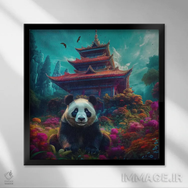 تابلو پاندای ذن اثر کلودیا مککینی - نمای قابدار مشکی