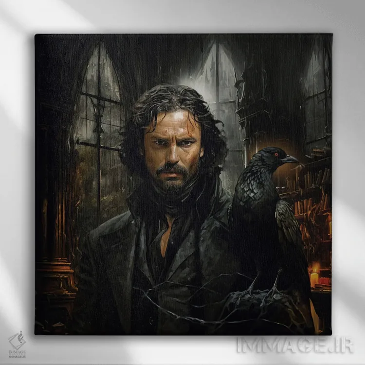 تابلو پو (ادگار آلن پو؛ نویسنده) اثر کلودیا مککینی - نمای روبهرو روی دیوار