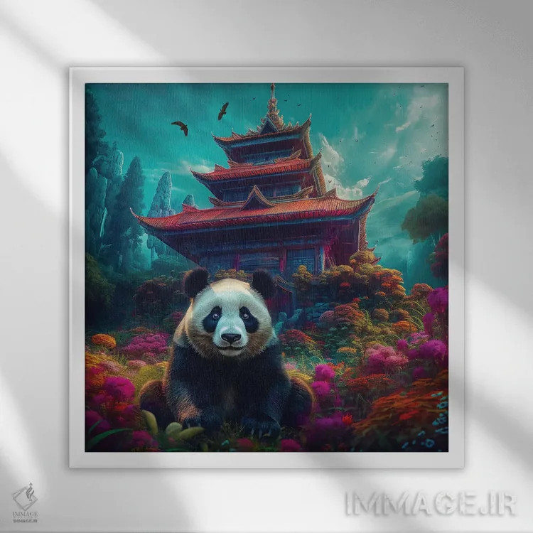 تابلو پاندای ذن اثر کلودیا مککینی - نمای قابدار سفید