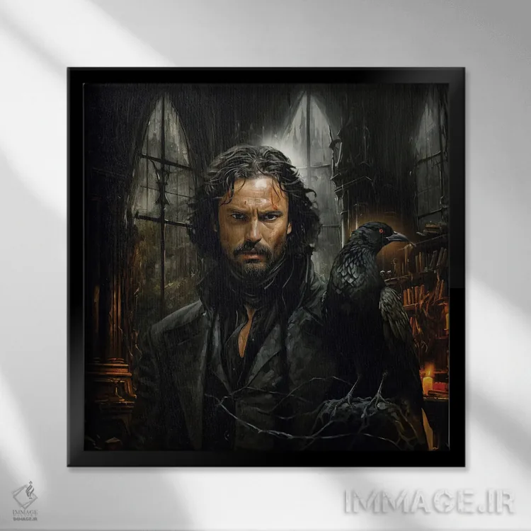 تابلو پو (ادگار آلن پو؛ نویسنده) اثر کلودیا مککینی - نمای قابدار مشکی